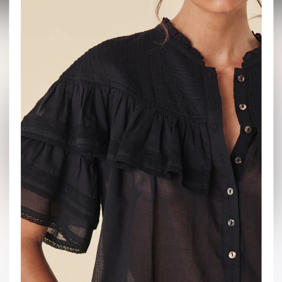 NWT Spell Dove Lace 💯Organic Cotton Blouse in Midnight size medium - Picture 2 of 14